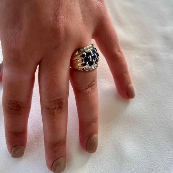 Sapphire and CZ Cocktail Ring - Picture 16 of 16